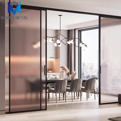 China Waterproof Custom Colored Home Glass Frame Stainless Steel Door Partition Interior Resort Sliding Door for sale