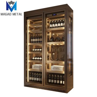 China Adjustable Luxury Glass Whiskey Cabinet Stainless Steel Home Living Room Thermoelectric Compressor (Other) Wine Cooler Cabinet for sale