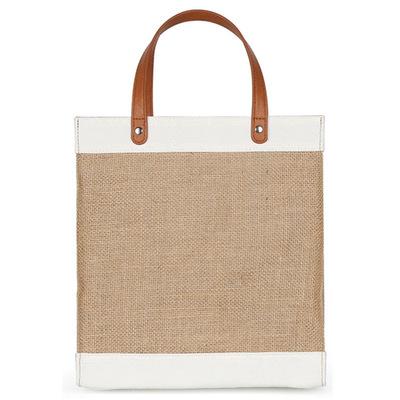 China Hand Letter Jute Bag Shopping Home Storage Bag Jute Handled Custom Printing Leather Tote Bag for sale