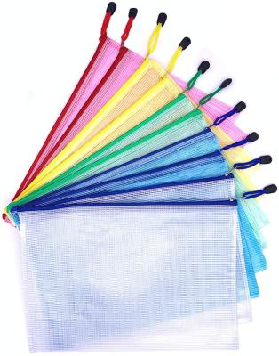 China Lady A4 Office Folder Clear Zip Lock Mesh Color Package PVC Document Bag for sale