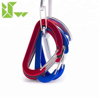 China Durable Custom Colored D Shape Mini Round Aluminum Alloy Carabiner Quick Lock for sale