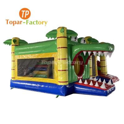 China Environmental Protection Fun Crocodile Castle Sale Garden Bounce House Home Inflatable Slide For Little Kids for sale