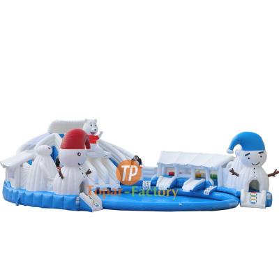 China Huge Amusement Theme Inflatable Land Pool Slide Water Park For Sale for sale