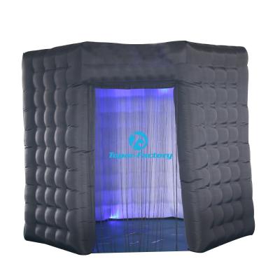 China 2021 new environmental protection octagon inflatable photo booth backdrop with led light for party wedding event decoration for sale