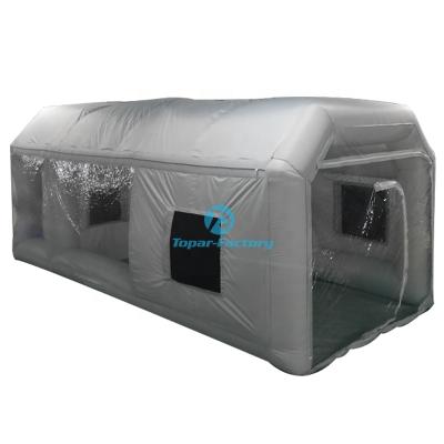 China 2021 Environmental Protection Gray Color Inflatable Mobile Spray Cabin Tent For Car With Filter Foam for sale