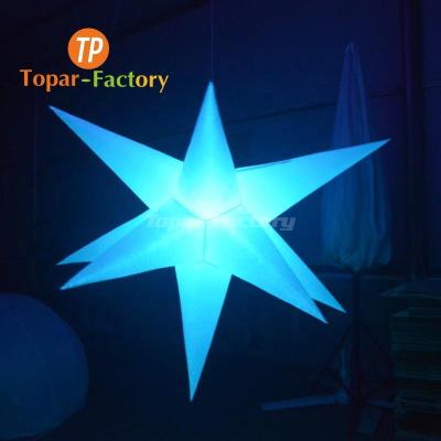 China Environmental protection Topar-factory China party decoration giant lighting hanging shiny inflatable star with led light for sale