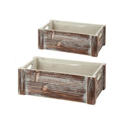 China Succulent Rectangle Pot Flower Plants Garden Wooden Planter Boxes Durable Herb Material Rustic Wood Planter Box for sale