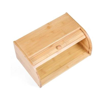 China Removable Bamboo Bread Box Wooden Rolltop Kitchen Countertop Bread Rack Food Storage Bread Boxes for sale