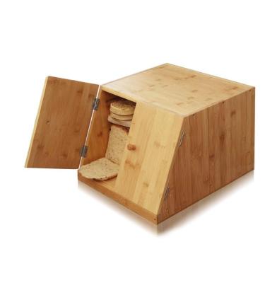 China Viable Mini Kitchen Cabinet Storage Case Two Door Cabinet Worktop Adjustable Shelf Bamboo Bread Box for sale