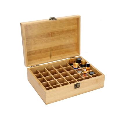 China Handmade 35 Slots Nail Polish Oils Display Stands Bamboo Essential Storage Case Oil Storage Box for sale