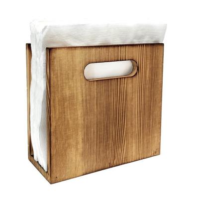 China Rustic Wood Napkin Paper Dispenser Farmhouse Overtops Dinner Table Decor Napkin Holder Wooden Napkin Holder for sale