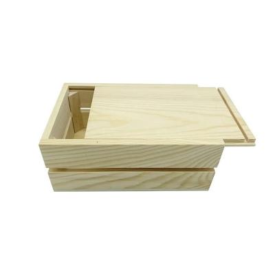 China Europe Pine Unfinished Wooden Box With Sliding Lid DIY Open Card Tool Box Wooden Storage Box for sale