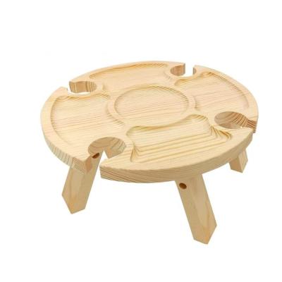 China (Other) Adjustable Portable Foldable Bamboo Wooden Picnic Table with Wine Bottle and Glass Holder for sale