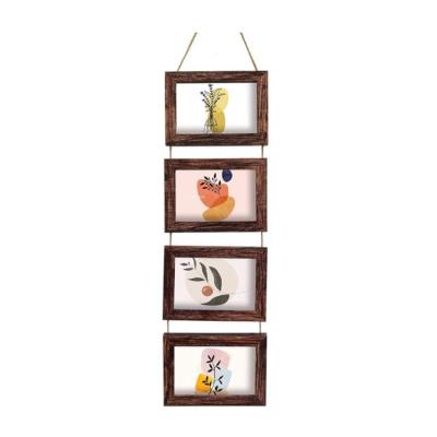 China Environmentally Friendly Wood Organizer 4 Single Opening Wooden Picture Display Decor Wall Hanging Photo Frames for sale