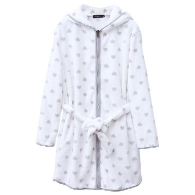 China Women Flannel Bathrobe Fleece Hooded Thermal Fleece Sleepwear Comfortable Fluffy Short Long Robe Printed Bathrobe for sale