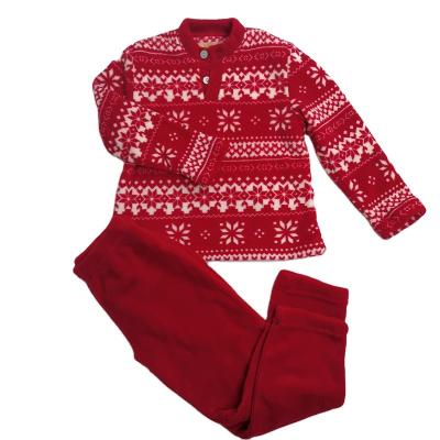 China Red Thermal Teens Flannel Pajamas Sets High Quality Snowflakes Christmas Pattern Homewear Fluffy Pajamas for sale