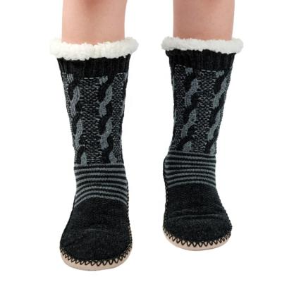 China Hengyuan Breathable Thicken Mid-calf Twist Cable Knit Slipper Socks Warm Soft Socks for sale