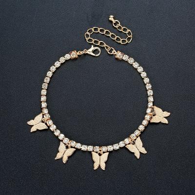 China The Other Senator Department Creative Butterfly Anklet Retro Fashion Anklet Dangling Copper Electroplating Wholesale for sale