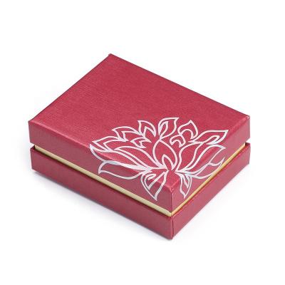 China Creative Universal Red Lotus Gift Box Necklace Earrings Bracelet Key Chain Retro Rectangular Jewelry Box For Wholesale for sale