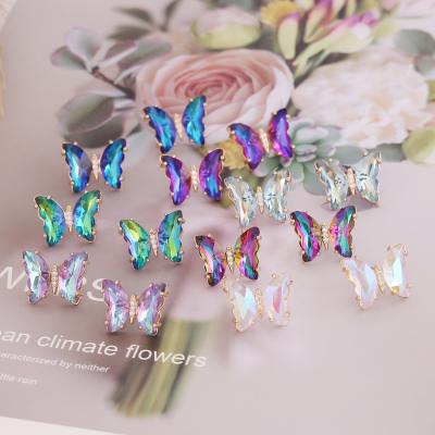 China 2022 New 925 Fashion Silver Letter Gradient Butterfly Romantic Multicolor Stud Earrings For Women for sale