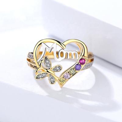 China New CLASSICS Arrive Hot Gold Heart Butterfly Cutout Diamond Ring For Mother's Day Jewelry for sale