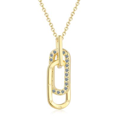 China Fashion Letter Geometric Oval Ring Interlocking Necklace Diamond Clavicle Chain Temperament for sale