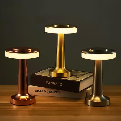 China Modern Wireless Rechargeable Metal Touch Sensor Lamp Dropshipping Mushroom Table Lamps Aluminum Cordless Restaurant for sale