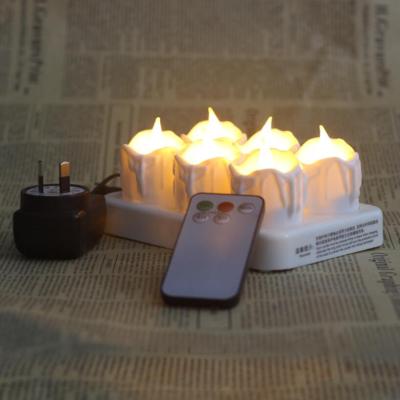 China 2020 Amazon flameless hot seller 6 packs electric flame design led rechargeable candle with remote for holiday decoration for sale