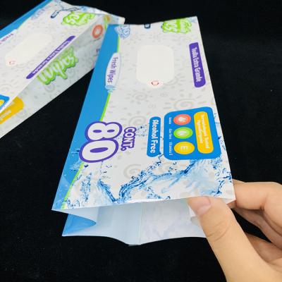 China Security Custom printed resealable plastic empty wet wipe packaging pouch bags for baby wet wipe for sale