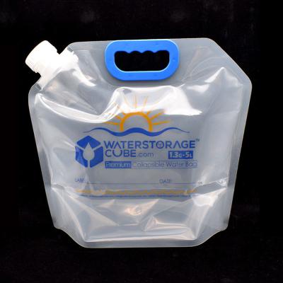 China Recyclable Wholesale outdoor foldable 5l large capacity plastic water bag clear spout bag with big handle for sale