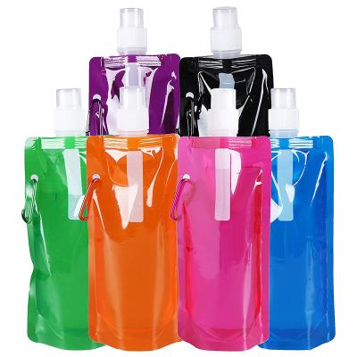 China Recyclable Wholesale foldable portable outdoor sport 480ml 16oz spout bag stand up pouch for sale