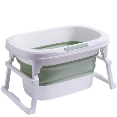 China Free Sample Baby Bathing Tub Mini Kids Fold Up Bathtub Deep Inflatable Plastic Wash Tub Portable As Gift With Baby Bath Mat for sale