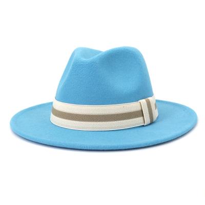 China M107039 Plush Fedora Hats Fashon Style British Jazz Hat For Women Men Wholesale Fedora Hats for sale