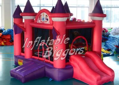 China Double Stitch Purple Inflatable Bounce House Princess , Brazil PVC Bouncy House Castle for sale