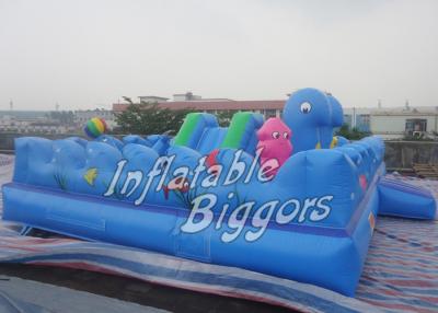 China La casa de la gorila embroma la ciudad inflable al aire libre de la diversión para el juego del patio, azul en venta