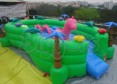 China Equipo inflable verde grande del patio de los niños de la ciudad de la diversión para el tema del dinosaurio en venta