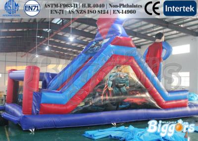 China Tarpaulin Commercial Inflatable Combo Slide Superman Bouncer 0.55mm PVC for sale