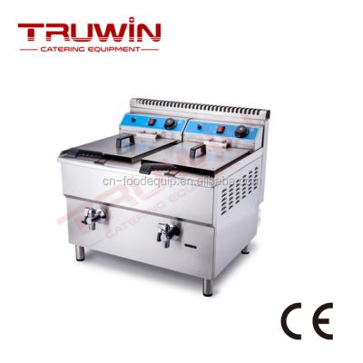 China Frying Chicken 18 Liter Kitchen Equipment Double Tank Commercial Table Top Gas Fryer for sale