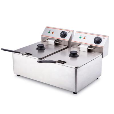 China Farms EF-6L-2 Double Tank 6+6L CE Approved Commercial Automatic Counter Top Electric Deep Fryer for sale