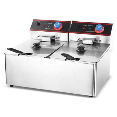 China Frying Chicken ZH-8L-2 Comercial Chips Deep Fat Fryer With Electric Double Basket for sale