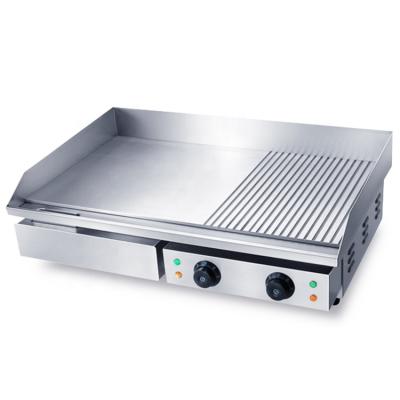 China Easily cleaned EG. - 818S Half Flat And Ribbed Commercial Electric Griddle Grill Machine for sale