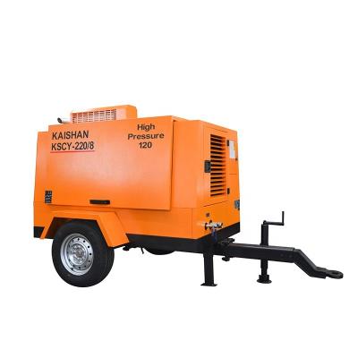 China Portable Diesel angetriebener Luftkompressor 55 kW Motor 8bar Arbeitsdruck für Bohren zu verkaufen