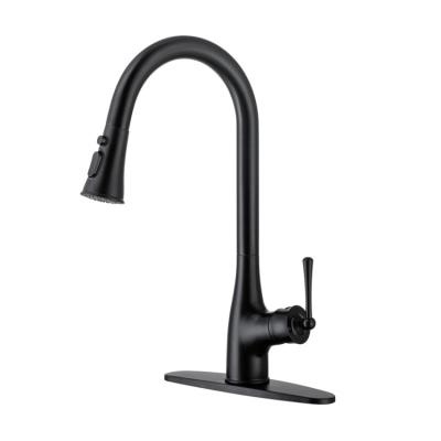 China Modern Kitchen Faucet Hot And Cold Water Tank Faucet Black 304 Stainless Steel Belt Pull-Out Sprayer 306 Degree Rotary Vegetable Basin for sale