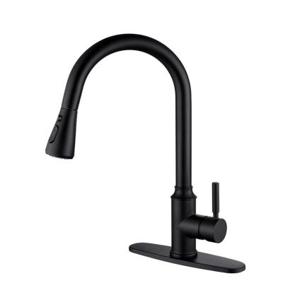 China Pull Out Kitchen Faucet 304 Stainless Steel Modern Black Color Gold Kitchen Sink Salad Pull Out Faucet With Sprayer for sale