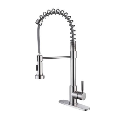 China Pull Out Faucet Manufacturer Direct Selling 304 Stainless Steel Spring Kitchen Sink Faucet Hotel Basin Commercial Vegetable Faucet for sale