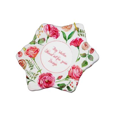 China 3 Inch High Quality Hard White Sublimation Ceramic Ornaments With Hole Hanging for sale