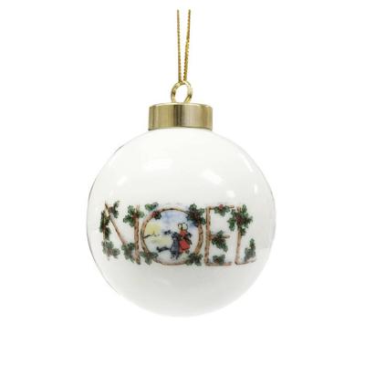 China 2021 Hard Christmas Sublimation Ceramic Tree Ornaments Christmas Decorative Balls for sale