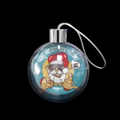 China Sublimation Printing New Personalize Flat Christmas Ornaments Decoration Ball With Plastic Material And Aluminum Insert Printing Sublimation for sale