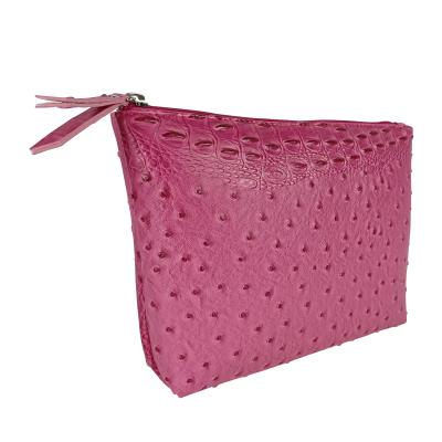 China 2022 Wholesale Fashion Cosmetic Bags and Custom or Case Pouches Travel Pattern Ostrich Leather Women Luxury PU Makeup Bag for sale