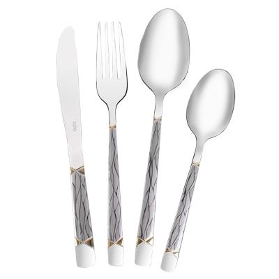 China Sustainable Kitchen Cutlery Set 24pcs Stainless Steel Cutlery Set Luxury Silver Flatware Set for sale